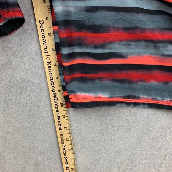 Nike Mens Swim Trunks Medium Red Gray Striped Shorts Orange Mesh Lined Pockets - Picture 8 of 11